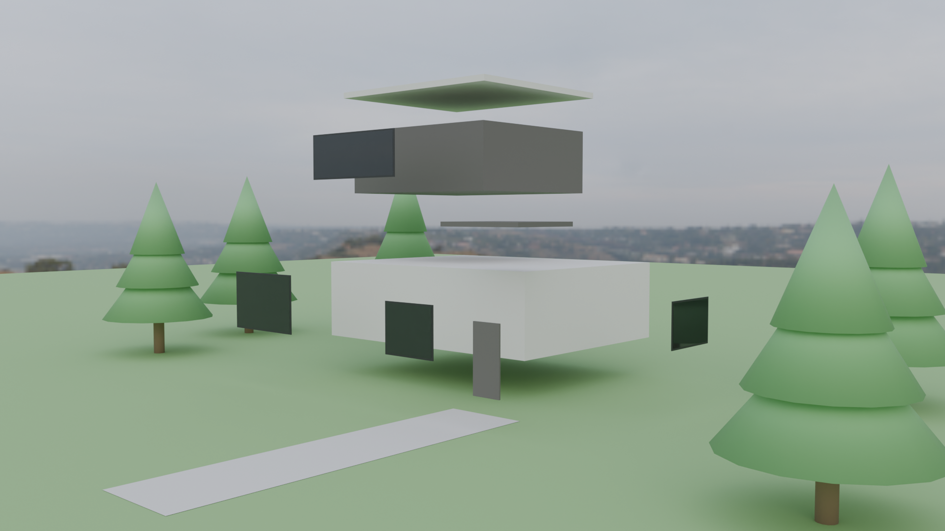 Architectural exterior: a small modern house
