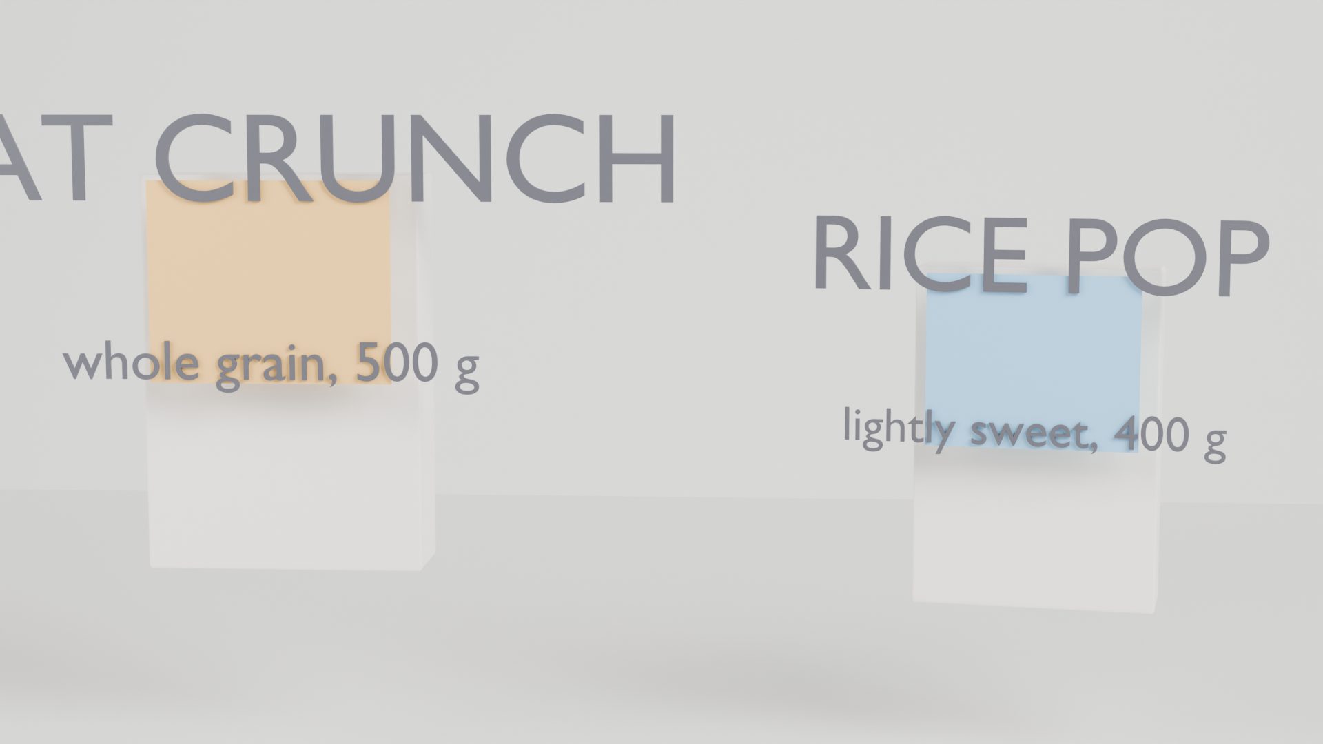 Packaging: two product boxes with printed panels and text